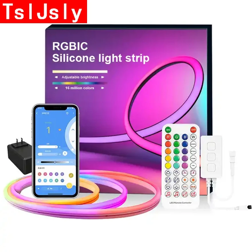 TSLJSLY Manufacturer Wholesale Waterproof Flexible Soft Neon Led Strip Lights Rgbic Addressable RGB Light Strip for Bedroom