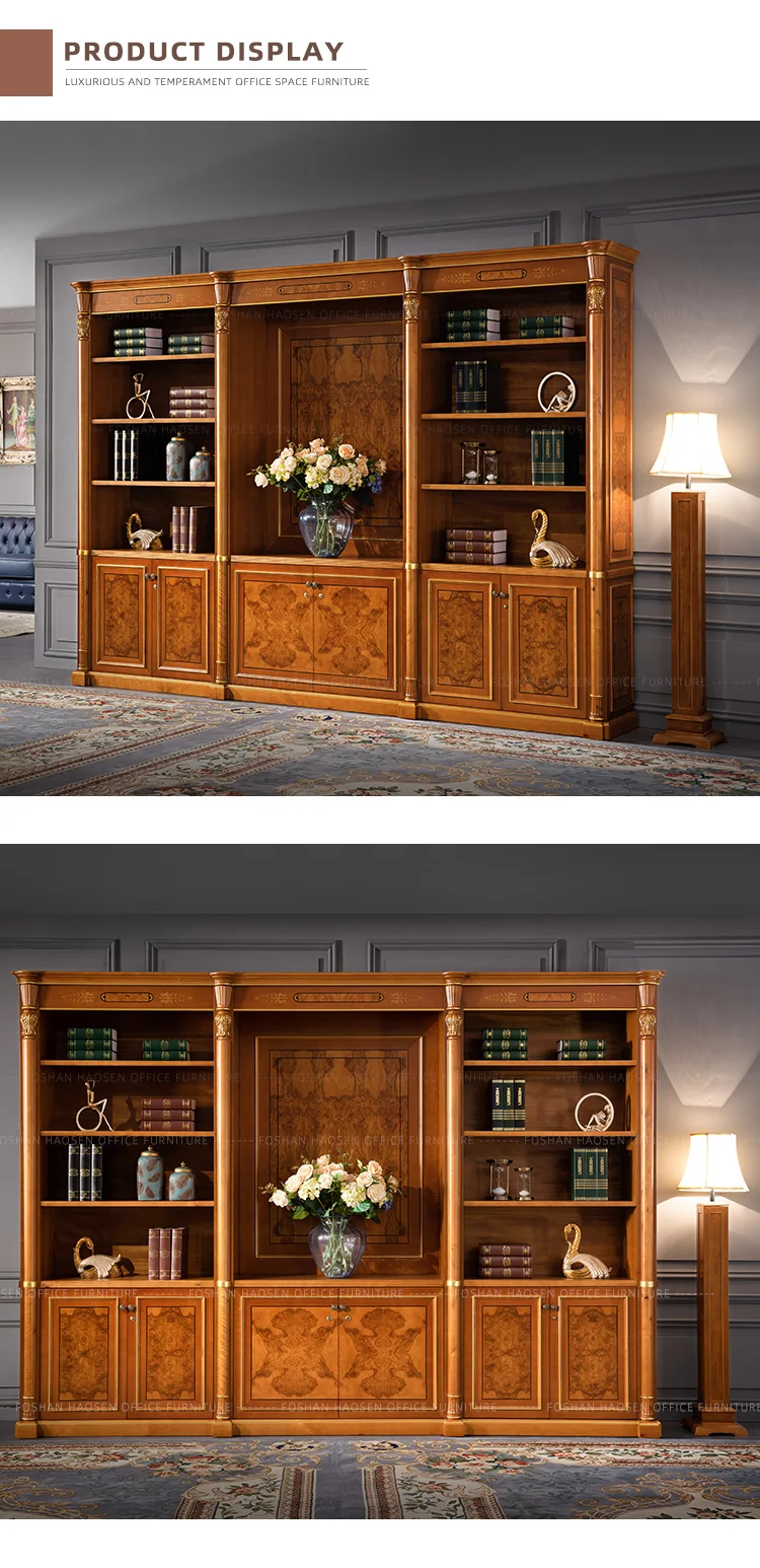 0829A classic luxury furniture carving boss office background high cabinet 