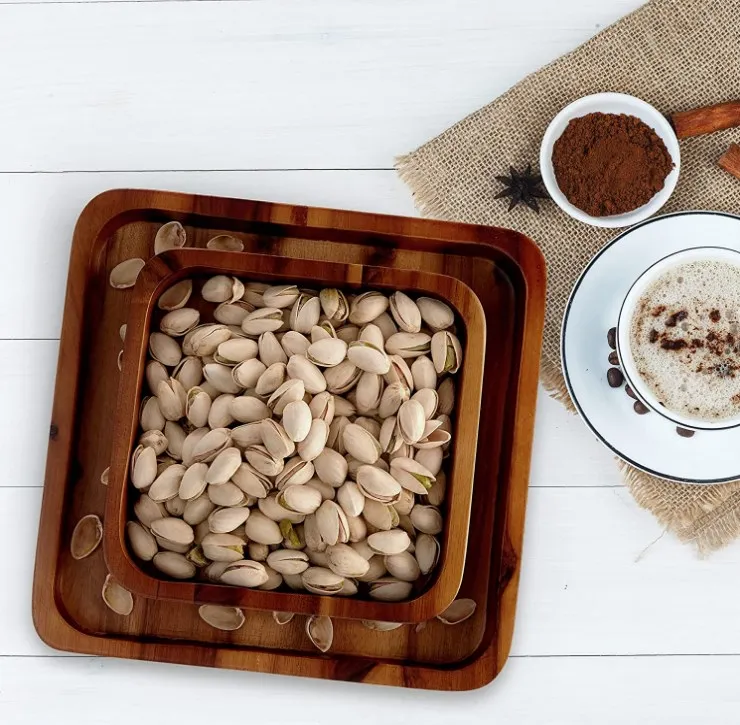 Wood Pistachio Snack Bowl with Shell Storage