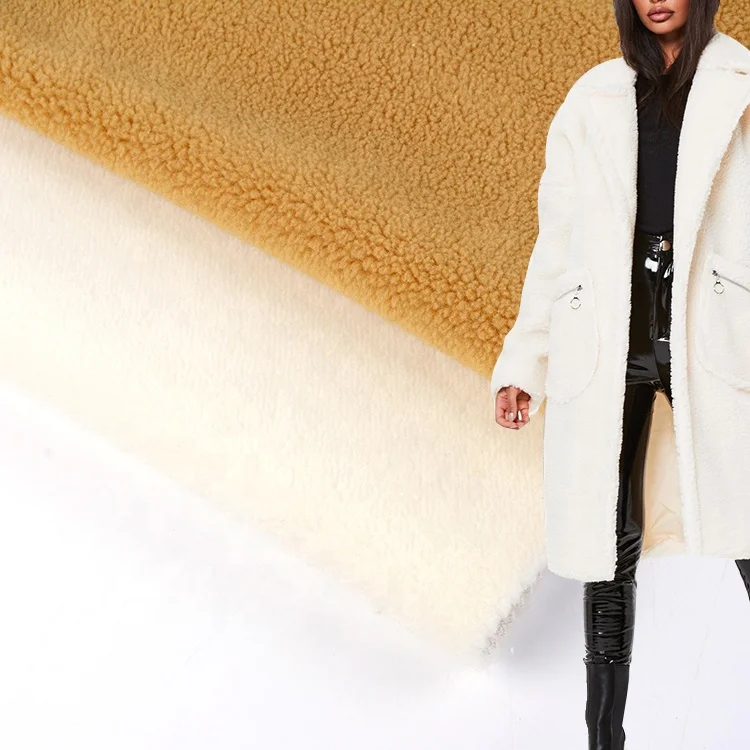 Тяжелая трикотажная ткань цвета шампанского, текстиль букле, 100 полиэстер, переработанная рыболовная сеть