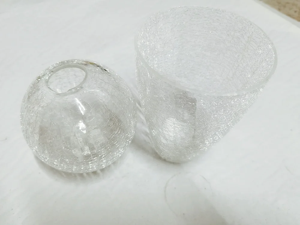 Clear Crackle cylinder Glass lamp shade Opera Glass globe Glass Ball Lamp shade for lighting fixture replacement