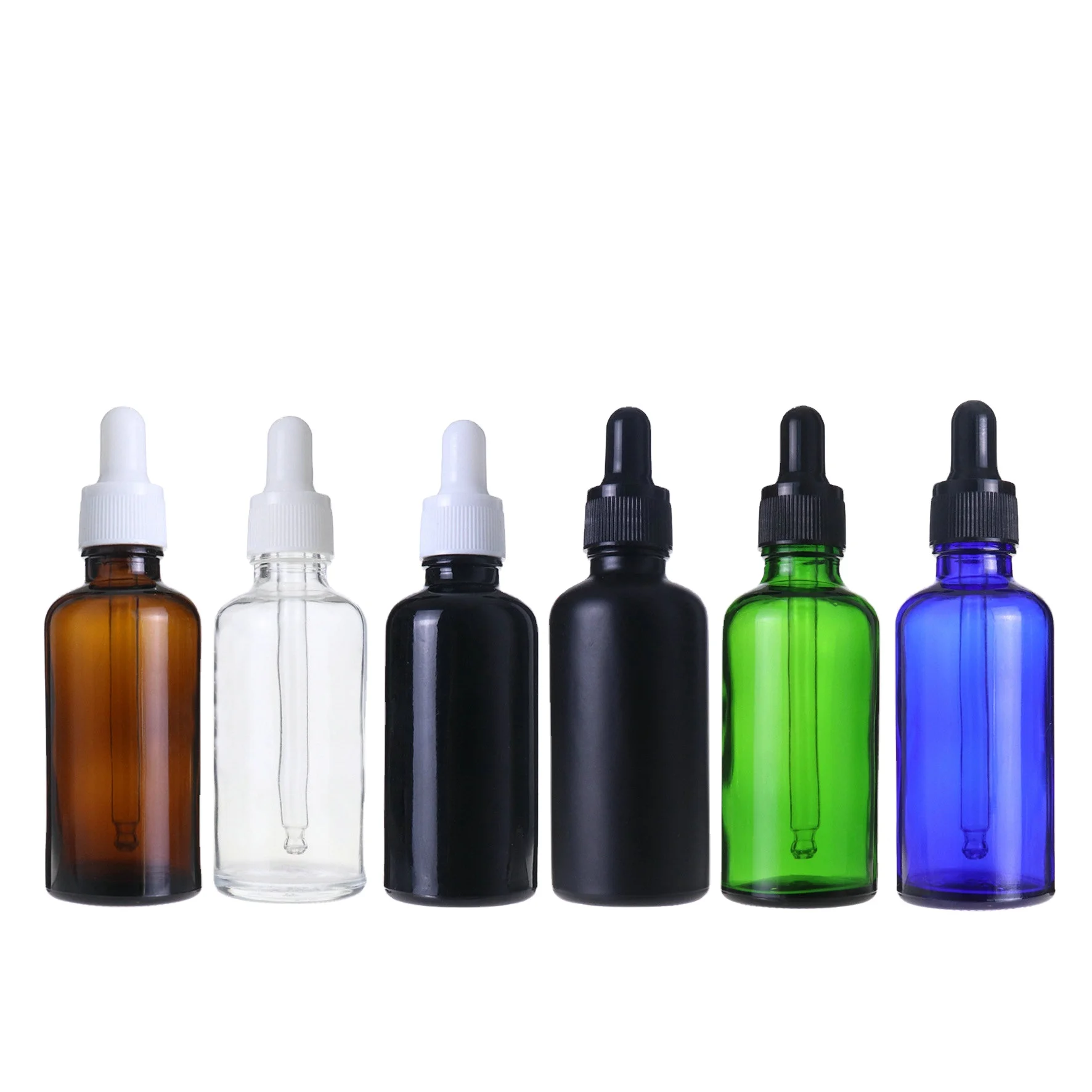 customize 5ml 10ml 15m 30ml 50ml 100ml clear amber pink black essential oil glass bottle packaging with pipette dropper