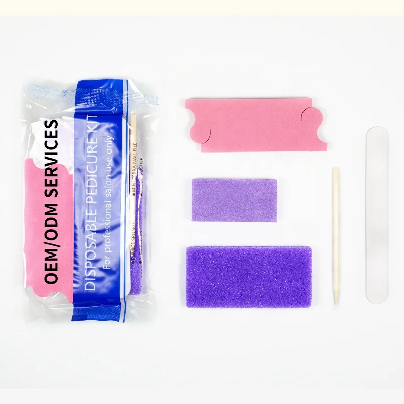 Товары для ногтей 2020 Новый педикюрный маникюрный набор для ног одноразовый инструмент набор Буфер/пемза/пилка/деревянные палочки/сепаратор 5 в 1