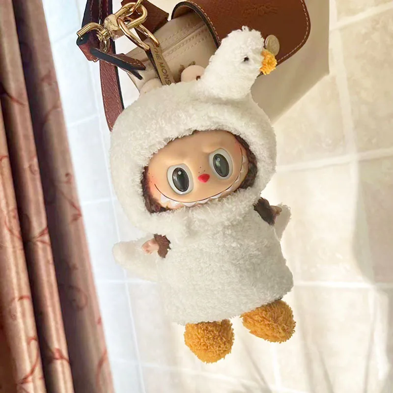 1459-u Cute Dress Outfit Clothes Only 17cm Pendant Blind Box Cloth Doll Labubu Clothes Little Swan Three-piece Set Clothing
