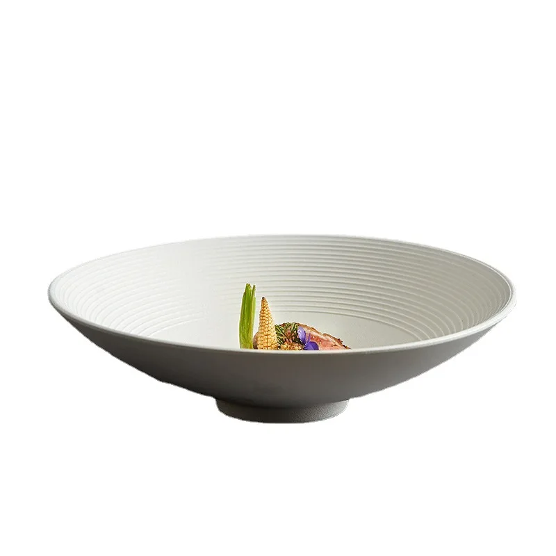 Modern 8/9/12 inch Large Serving Salad Bowls White Fine Porcelain Matte Vintage Ramen Bowl Pasta Bowl