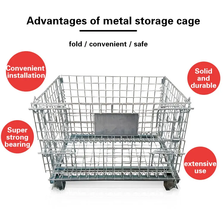 heavy duty large rolling metal steel wire mesh lockable storage container cage with wheels