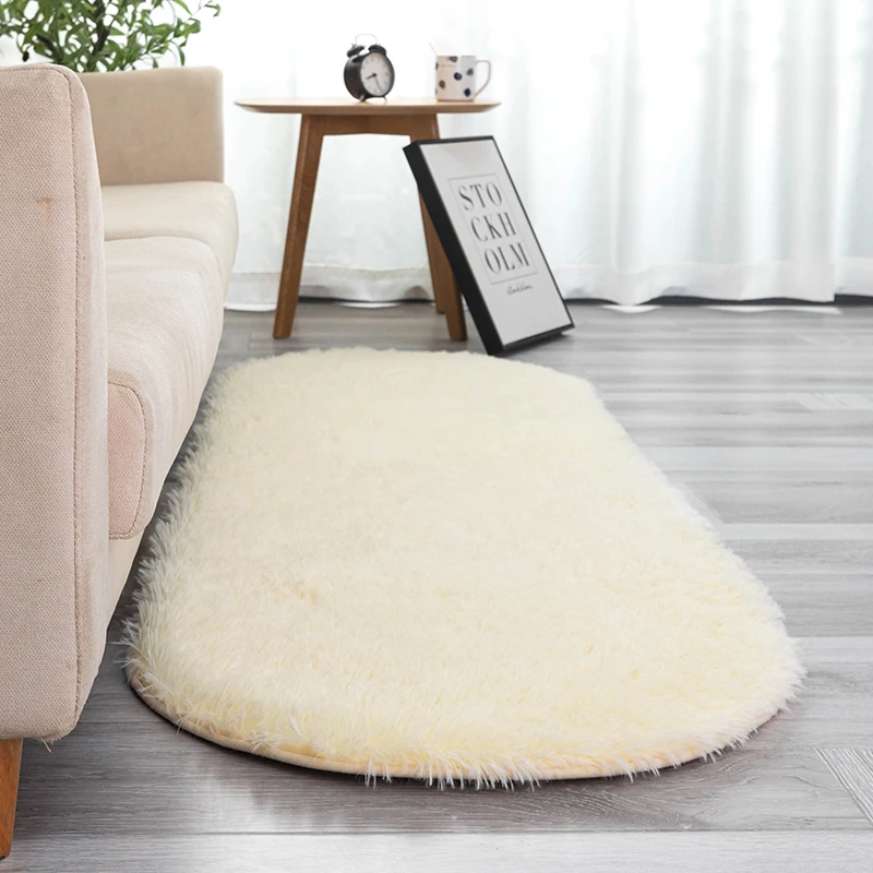 Modern Fluffy Large Area Rugs for Living Room Shaggy Plush Non-Slip Fuzzy Floor Carpets for Room Indoor Decor Oval Shaggy Rug