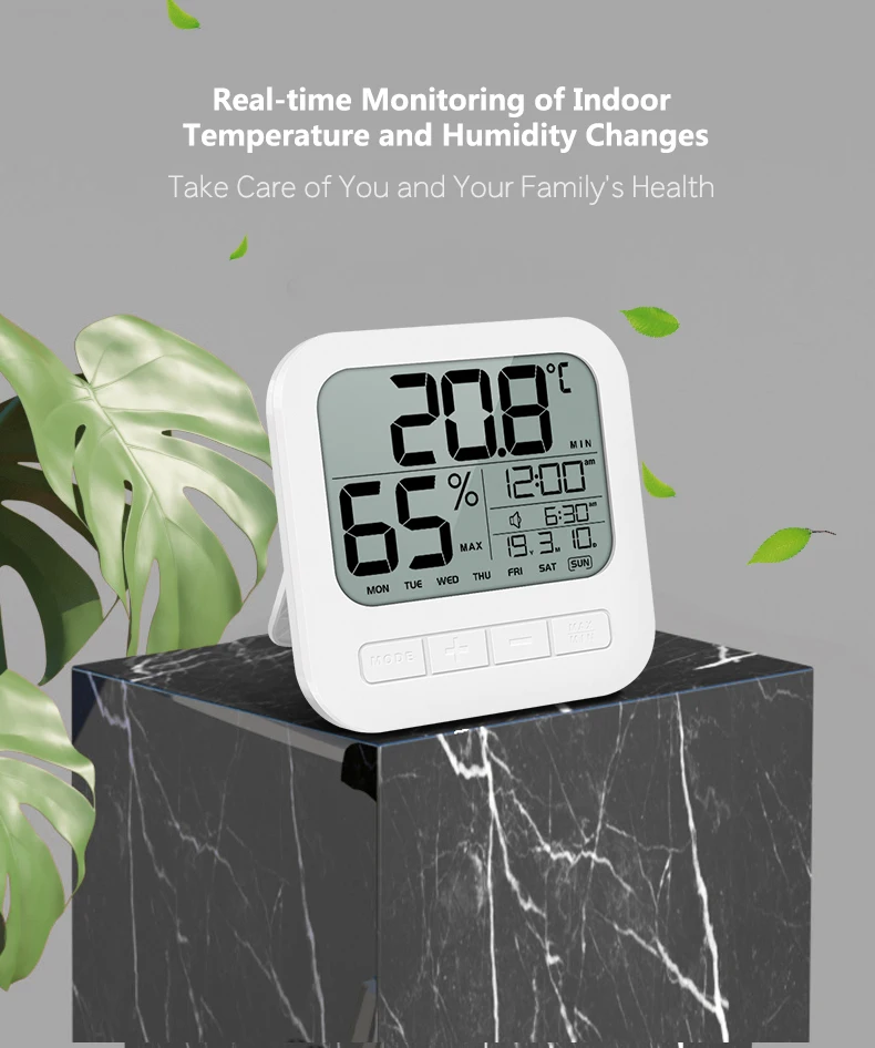LCD alarm wall table clock with temperature hygrometer calendar,desk table alarm clock