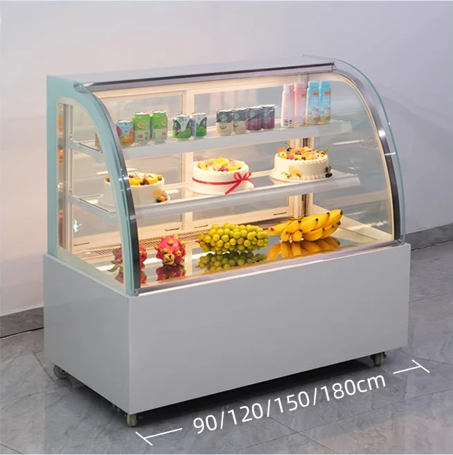 Multifunction 0.9m 1.2m 1.5m 1.8m Cake Display Showcase Cabinet Bread Display Freeze And Refrigerate Customized