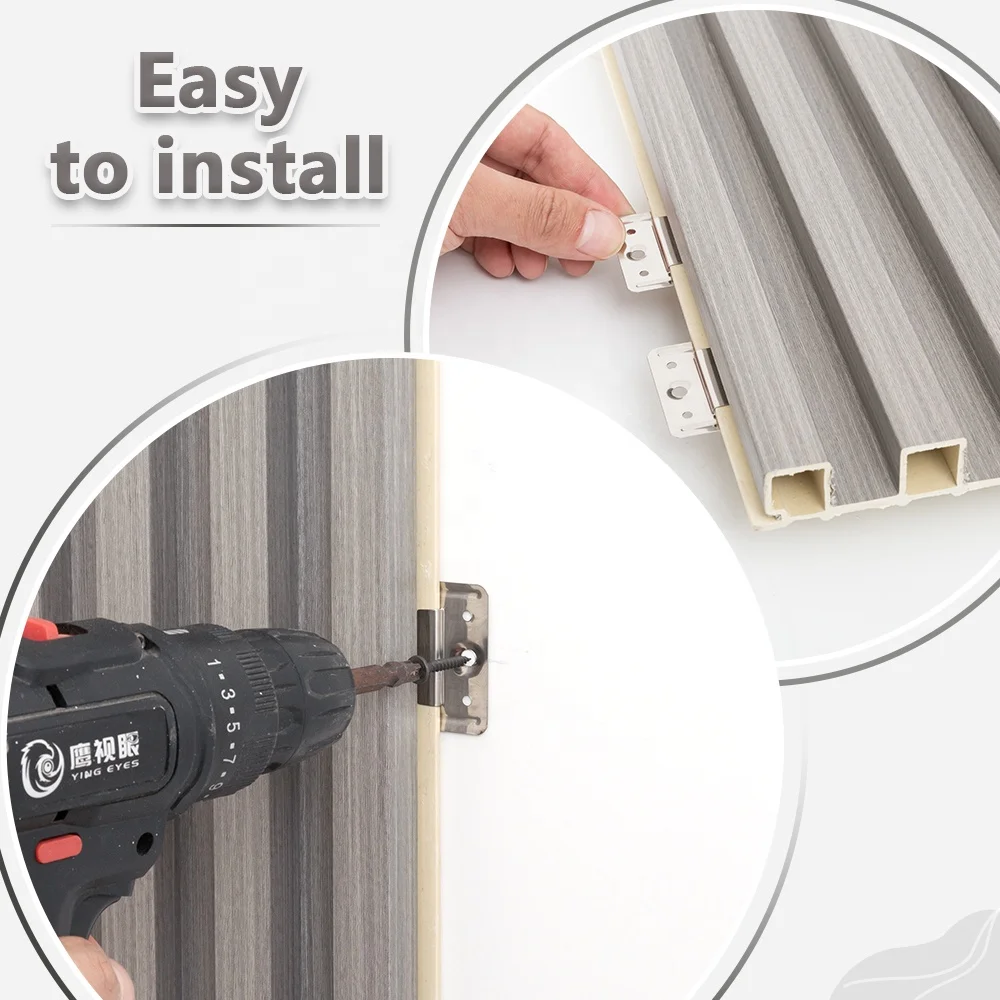 Akuslat PVC Coating Cladding Fluted Wall Board Indoor Decor Wood Plastic Composite WPC Interior Wall Panel