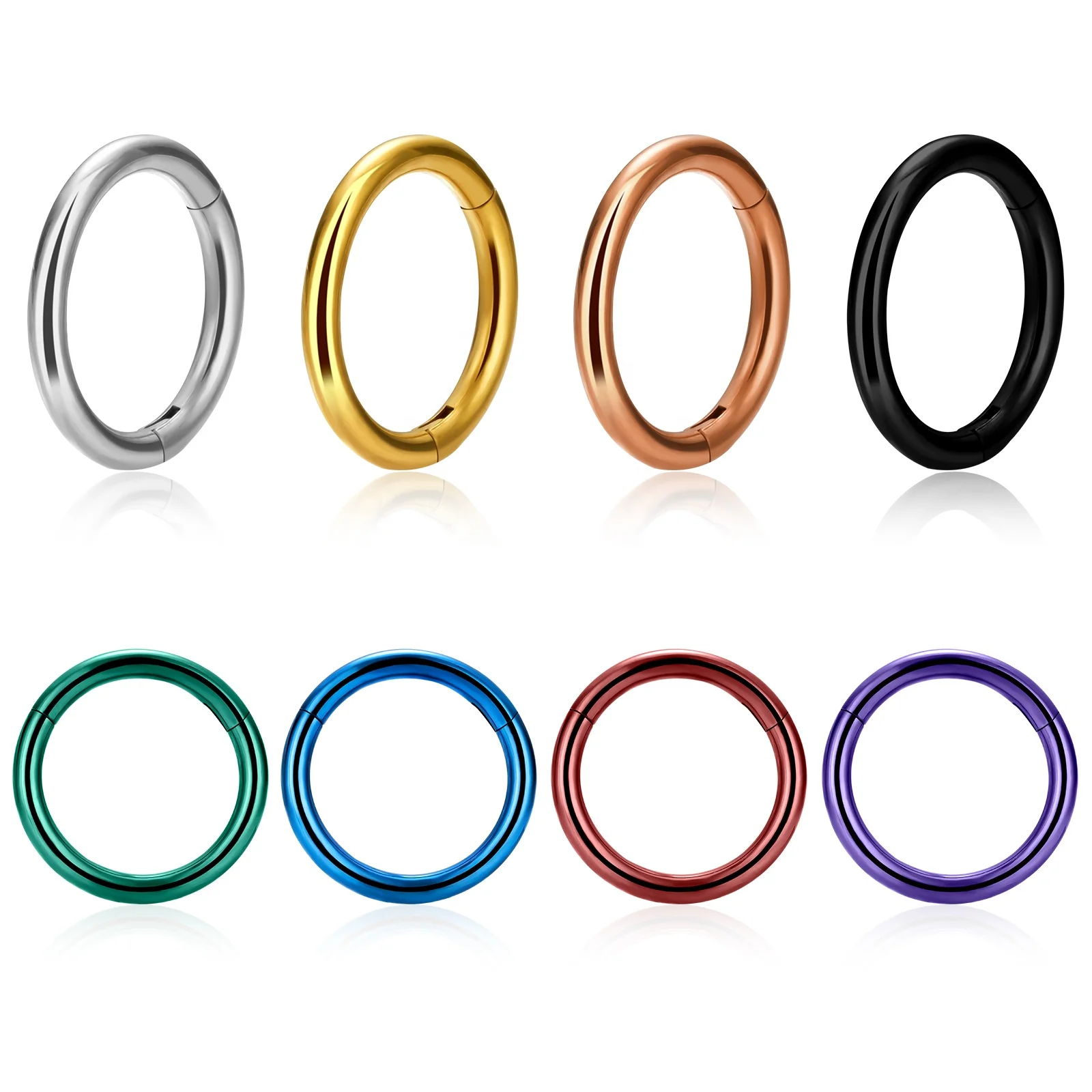 316L Surgical stainless Steel Nose Rings Hoop Hinged Clicker Nose Rings Helix Cartilage Daith Tragus Body piercing jewelry