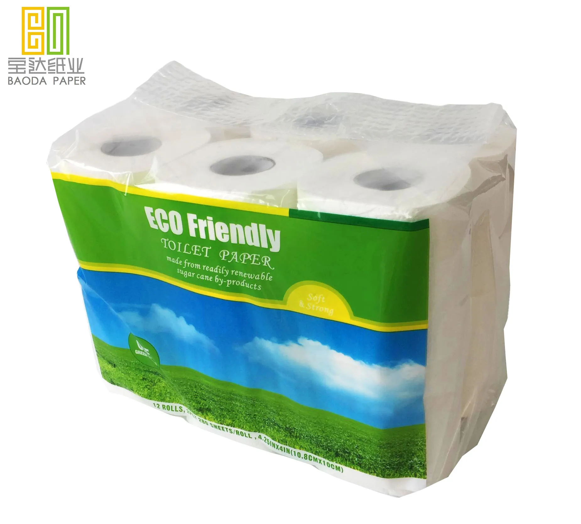  Top Quality Customized logo 3ply 4 rolls 250 sheets tissue paper toilet roll in