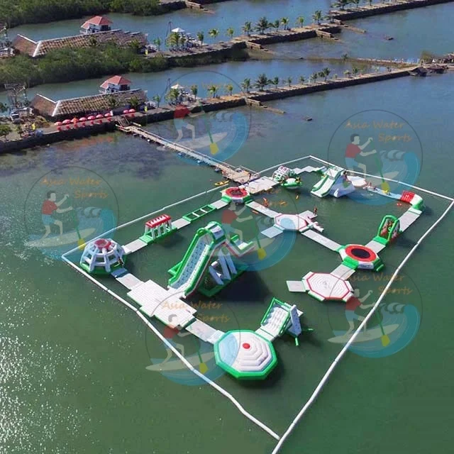 Asia TUV new design aqua water park island inflatable water float park for commercial