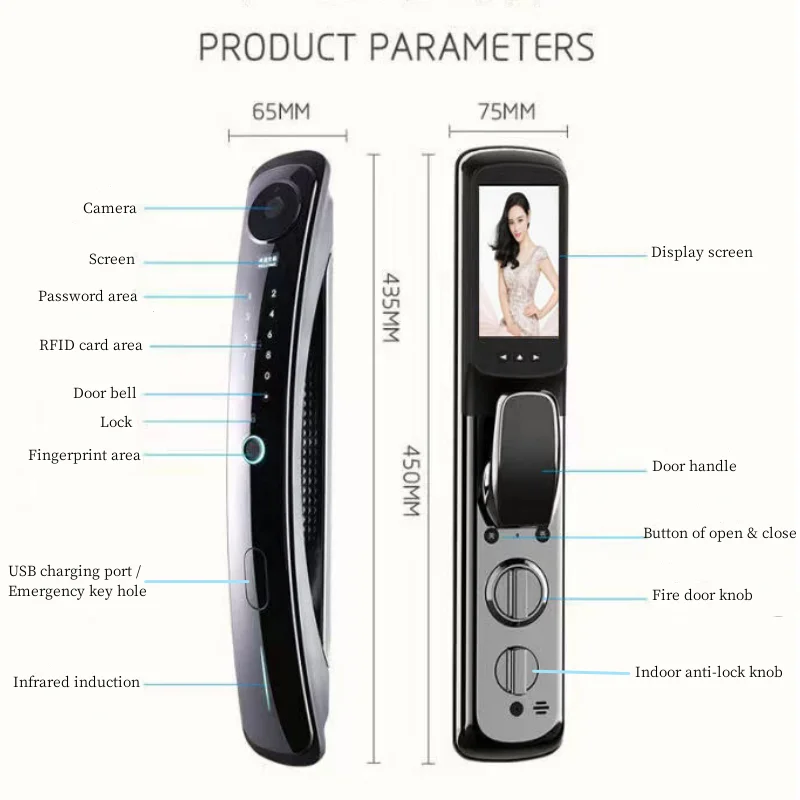 Goking tuya wifi 3d face recognition smart home door lock  with cam Korea digital outdoor entry lock finger print