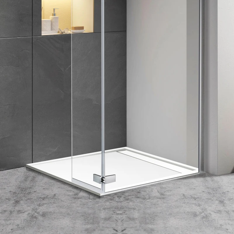 Luxurious Modern Cubicle Square Shower Tray White Artificial Slate Free-standing Bathroom Enclosures with Elegant Finish MC