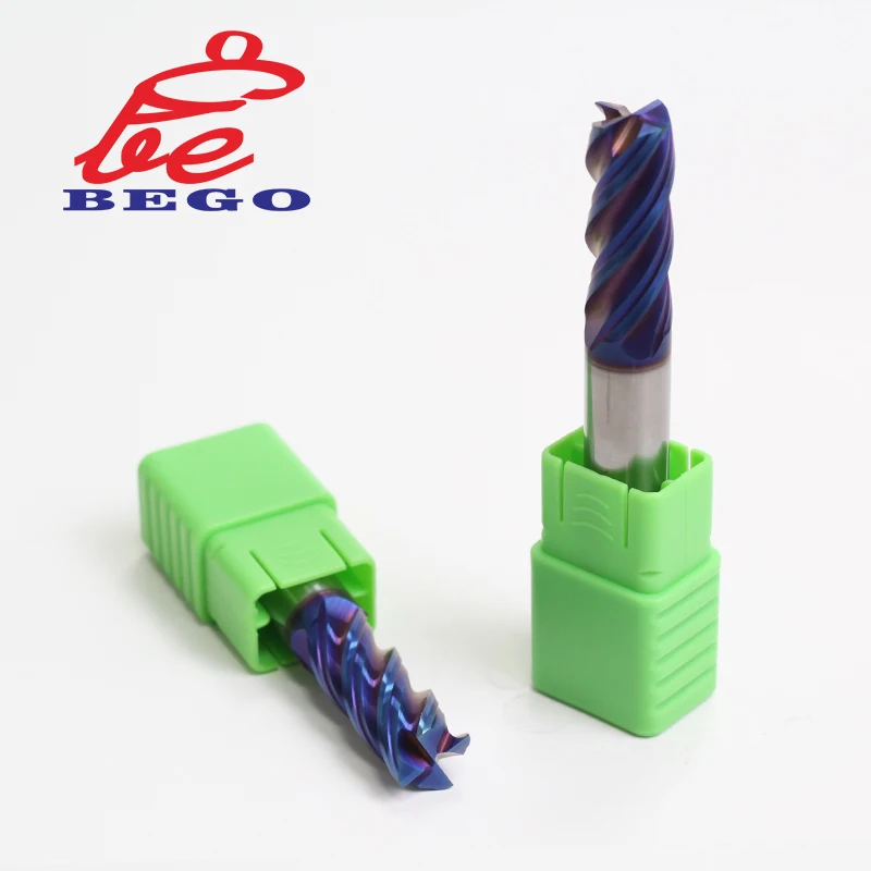 Naco Blue Coated HRC65 Tungsten Carbide End Mill Cutter For High Temperature Titanium Alloy