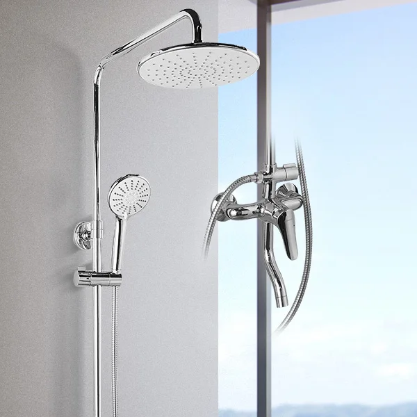 JOMOO Three function Chrome High Pressure Handheld Shower Head Combo Rainfall Shower Set Modern Round Bathroom Shower System Set