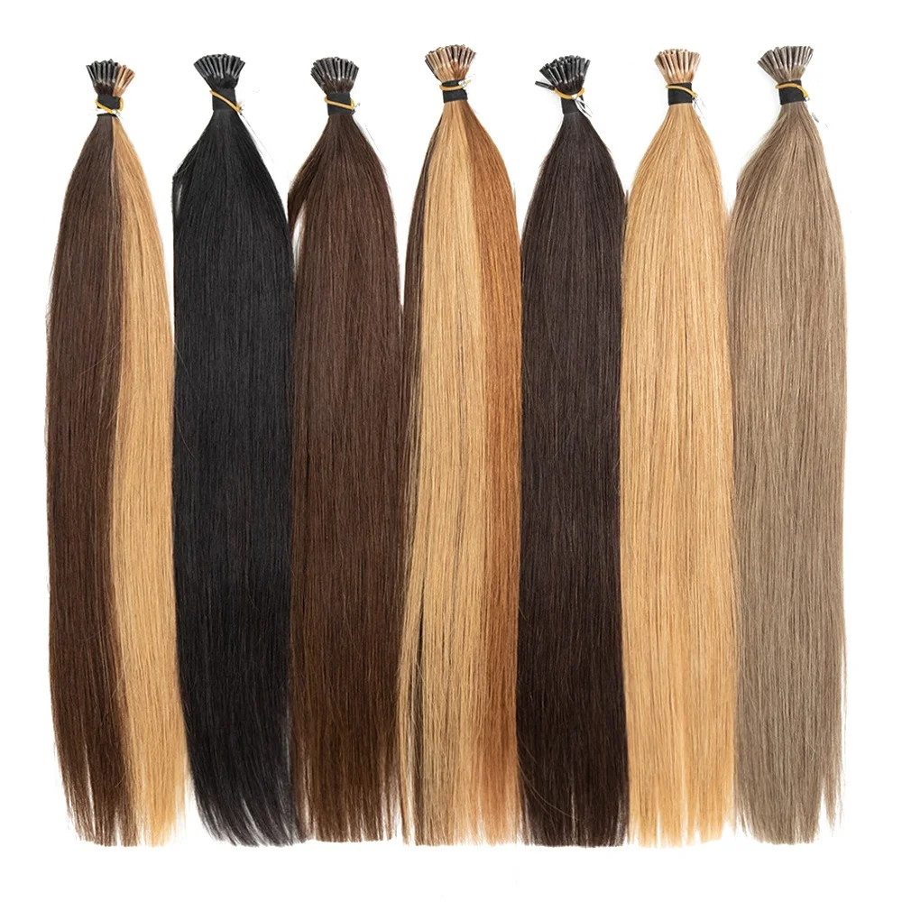 Wholesale 100% smooth remy human hair weave bundles natural high light color bone straight 50 grams i tip hair extension