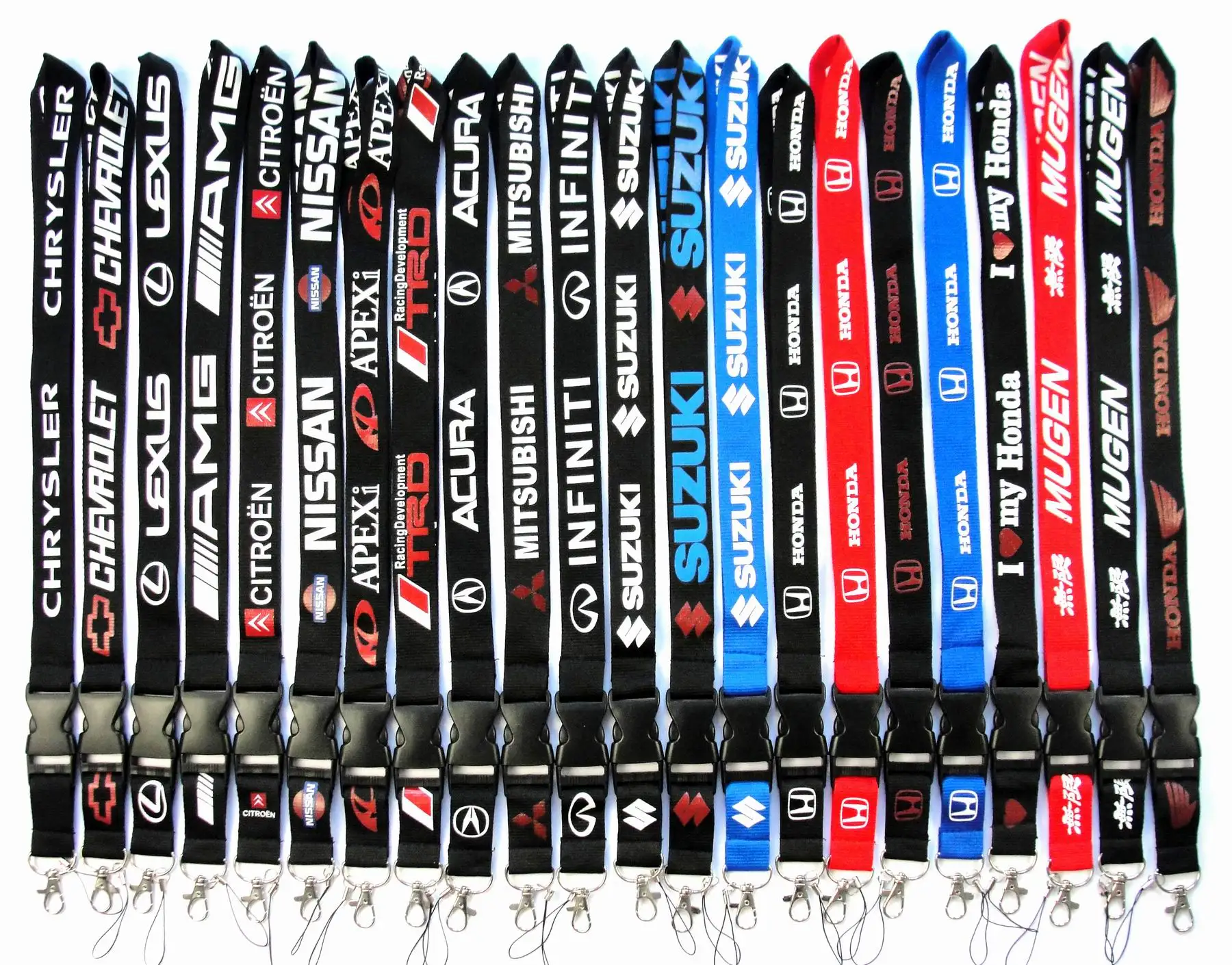 RTS China Wholesale hook  white polyester lanyard Car Brand print neck lote de key ring lanyards quick release lanyard