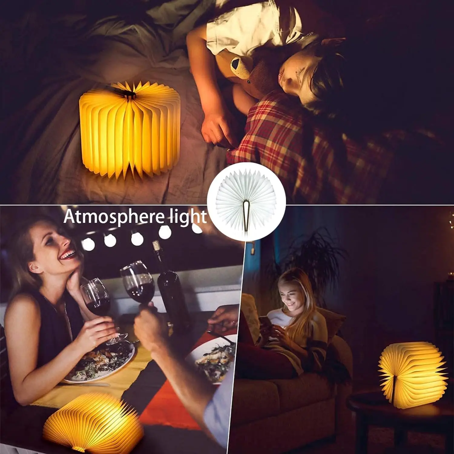 Book Light Novelty Folding Book Lamp 3 Colors Folding Night Light Portable Desk Light 5.91in 700mah