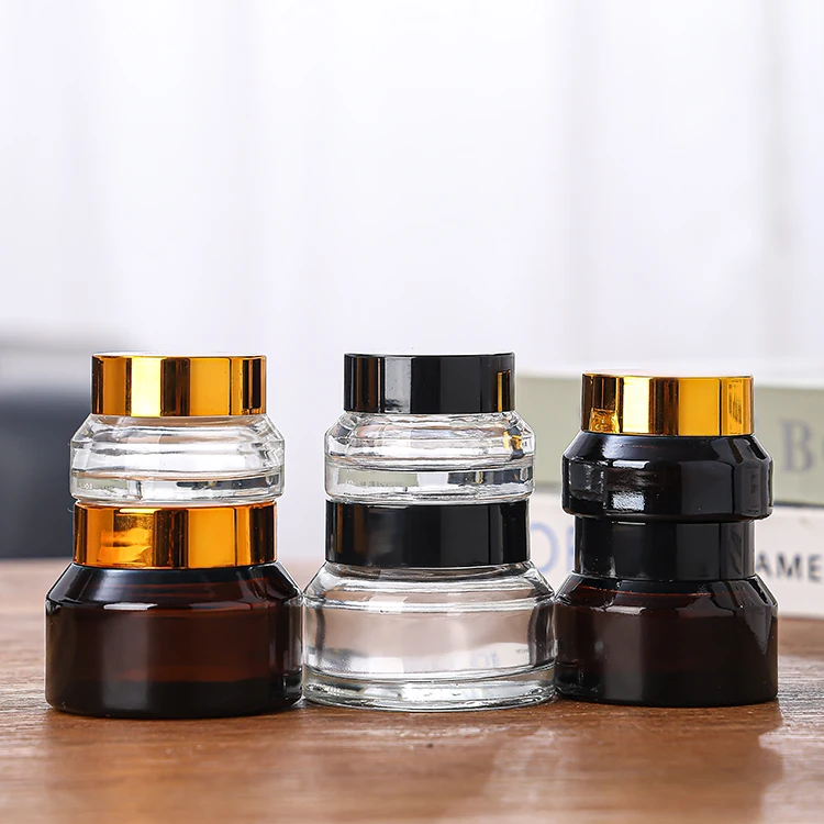 High Quality 3g 5g 10g Oil Lip Balm Wax Cosmetics Glass Containers Jar for hemp seed oil Airtight with bamboo wood grain lids