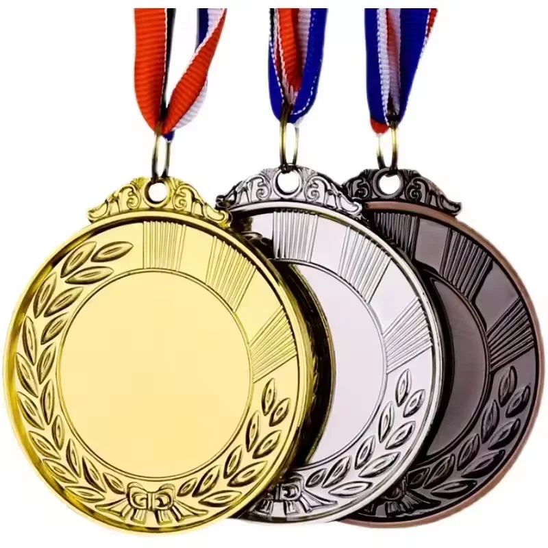SP Custom Personalized Logo Plating Medal custom shiny gold plated blank metal medal with customized ribbon
