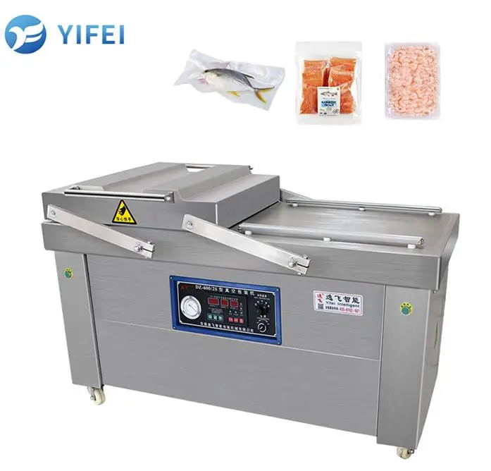 Large Capacity Automatic Swing Cover Double Chamber Food Vacuum Sealing Packing Machine