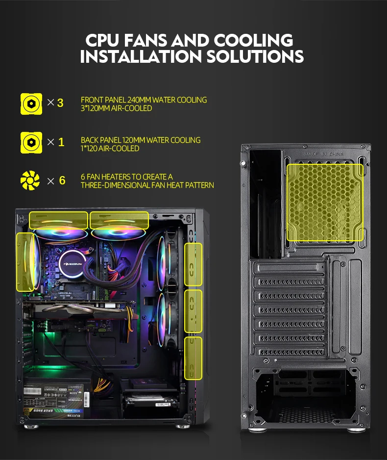  Рассвет закаленное стекло 6*12 веер матрица Средняя башня RGB светодиодный компьютер ПК корпус микро Atx игровой Корпус и