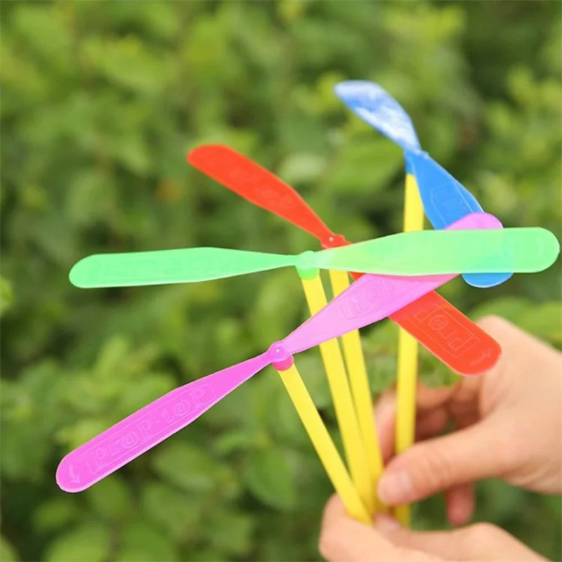 Novelty Plastic Bamboo Dragonfly Propeller Outdoor Classic Toy Kid Gift Rotating Flying Arrow Multicolor Random Color