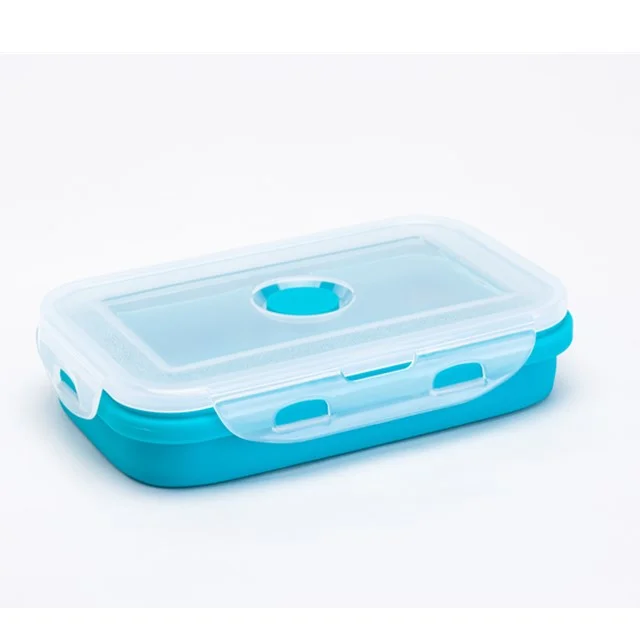 800ML100% Food Grade Silicone Microwavable Lunchbox Foldable Silicone Bowl Collapsible Food storage Bento Container