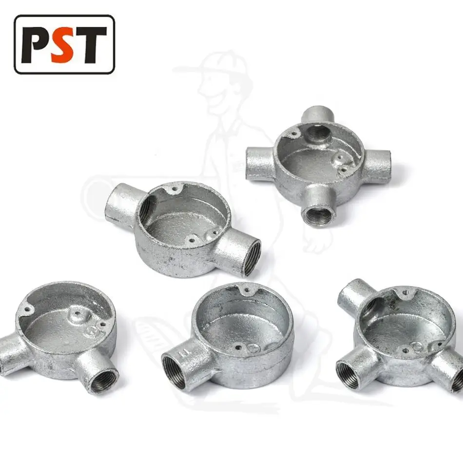 Malleable Iron with HDG Galvanised Tangent Angle Circular Junction Box 2 Way Conduit box