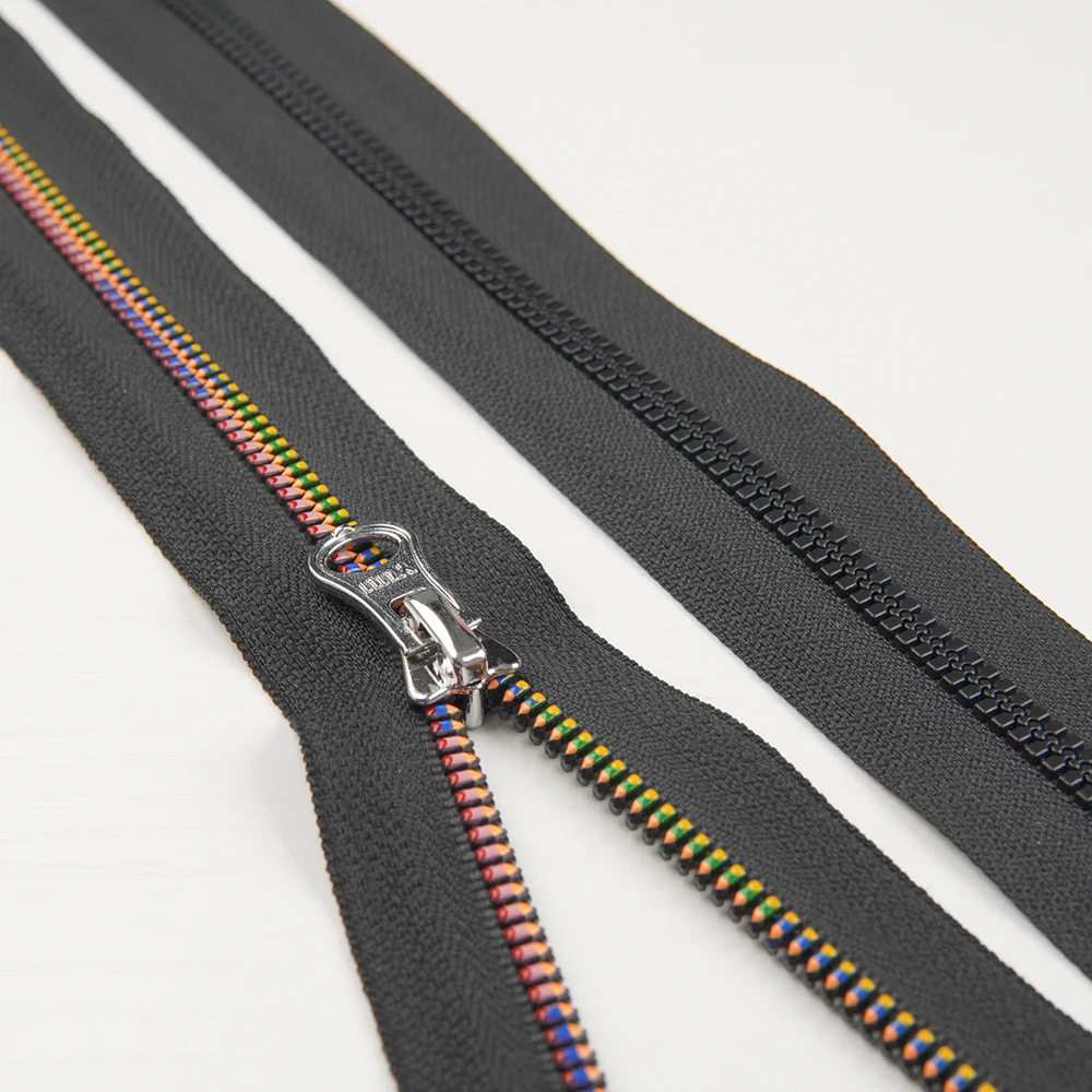 Custom  nylon zipper pulls tape 5 jeans puller logo open end gold nylon zipper roll for clothes bags