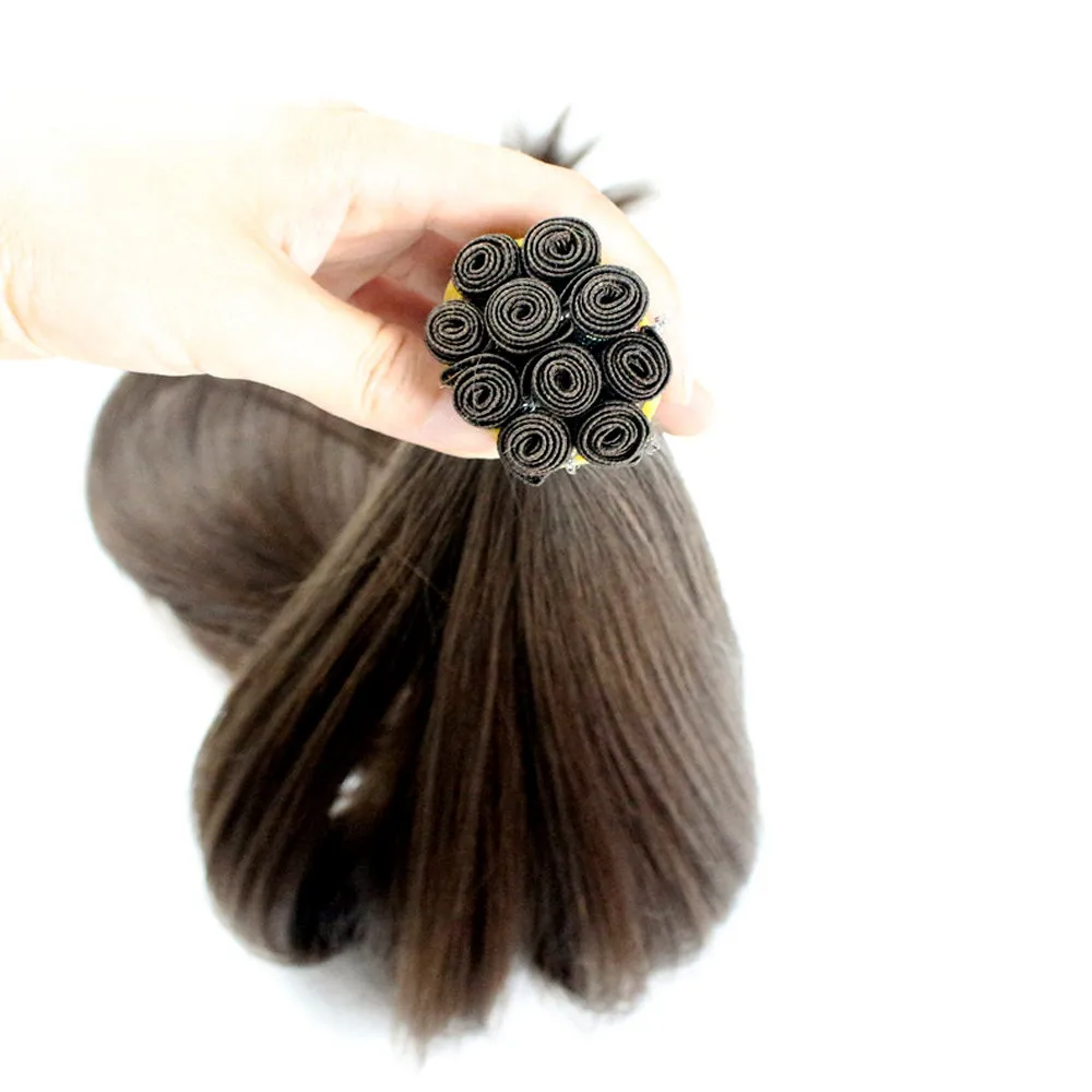 Cuticle Aligned 100% Virgin Russian Human Hair Invisible Hand Tied Weft Natural Color Genius Weft Hair Extensions