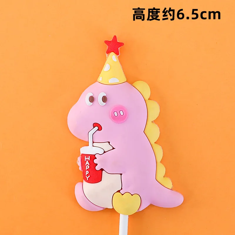 new style soft rubber Cartoon dinosaur series plug-in boy birthday cake decorative supplies