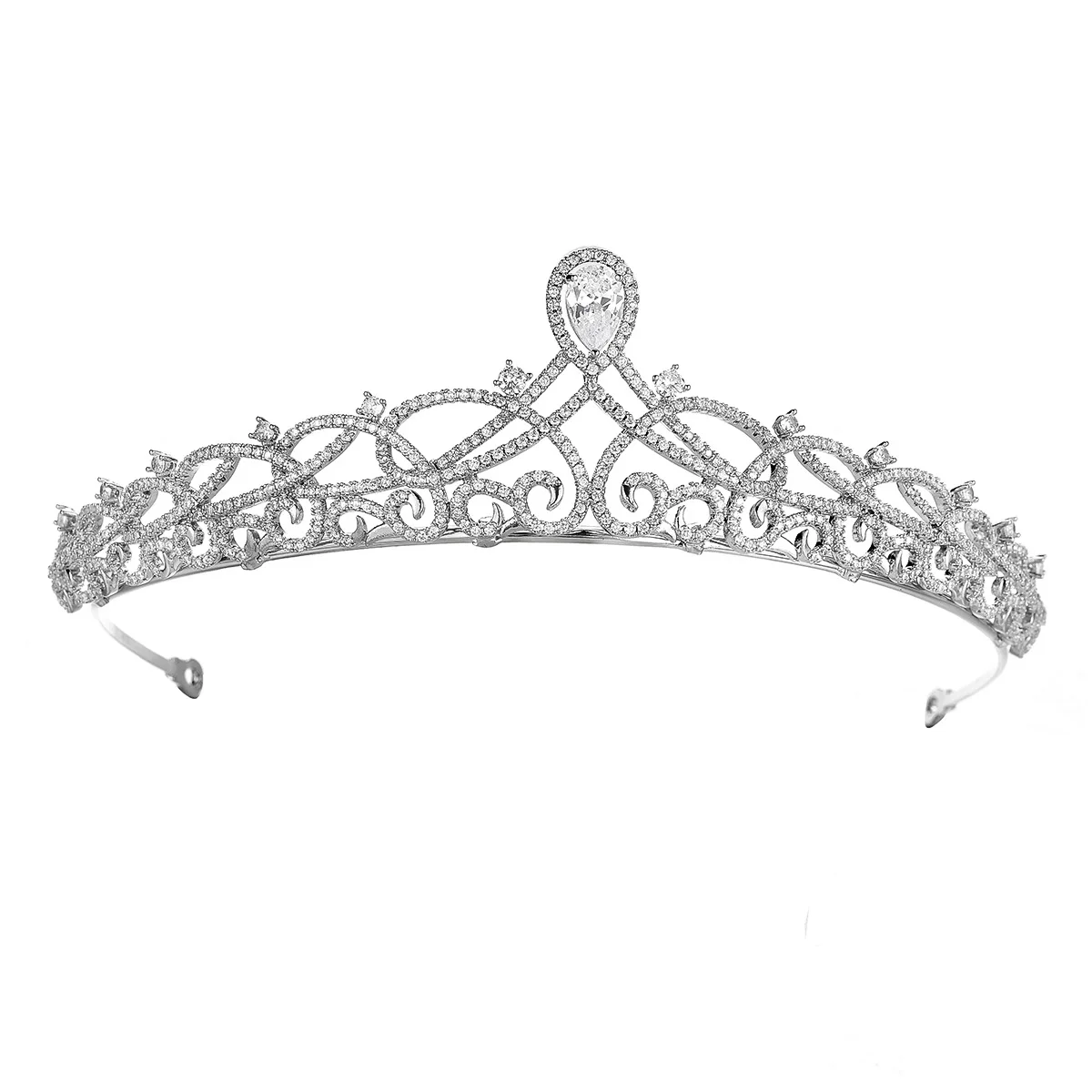 Free customized silver diamond crystal full round pageant tiara queen winner crowns for party hair accessories