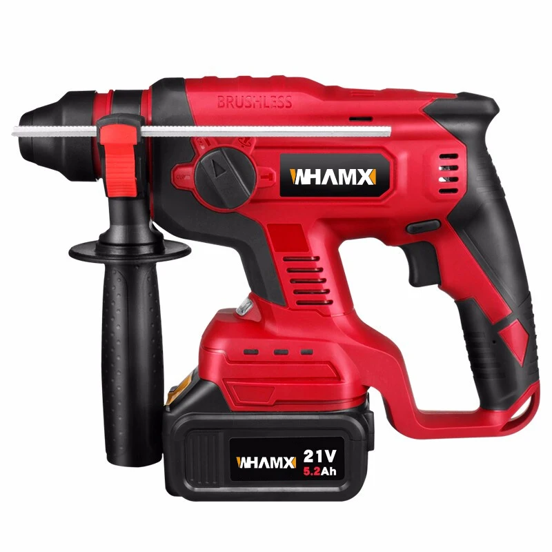 WHAMX Industrial Grade Three Purpose 21v 5.2ah Multifunctional Brushless Electric Rotary Hammer Drill