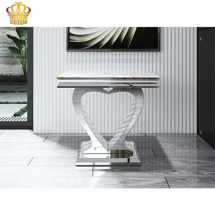 Modern Style Furniture Marble Table Glass Top Stainless Steel Side Table For Home