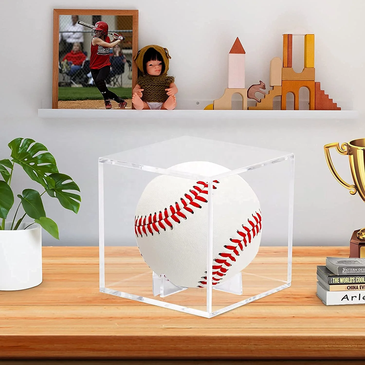 Factory Wholesale UV Protected Clear acrylic baseball display case for official size ball