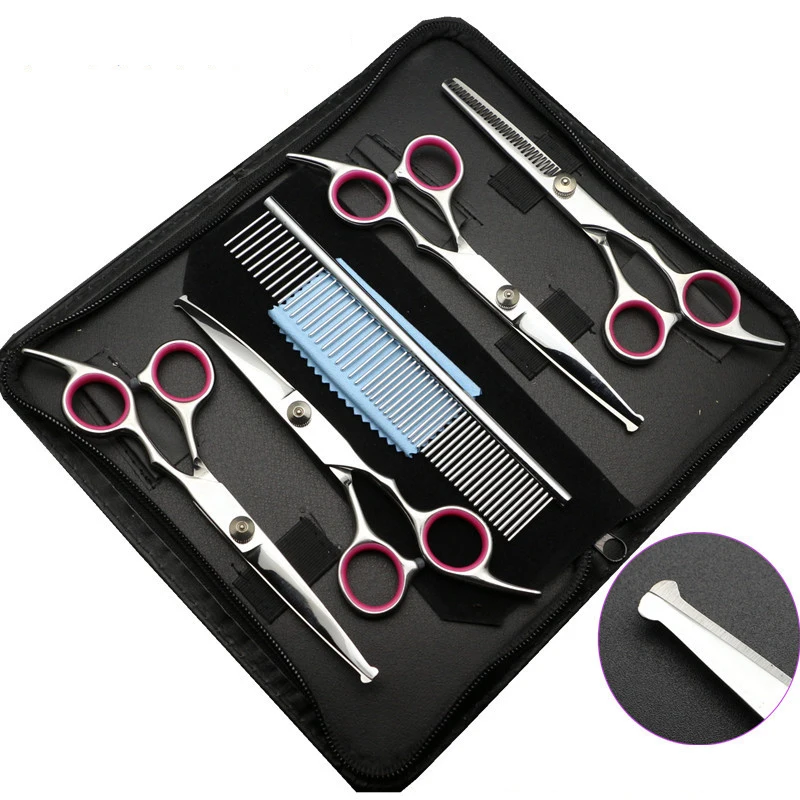 Professional Pet grooming Scissors Sharp Edge Cat Hair Cutting Tools Kit Stainless Curved Blade Pet Barber Scissors For Dog