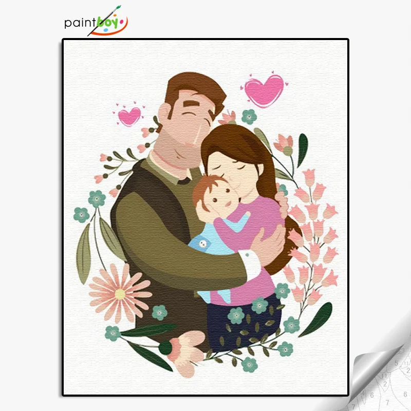 GX36163 - 40*50cm Oil painting by number family father mother and baby  customizable oil painting