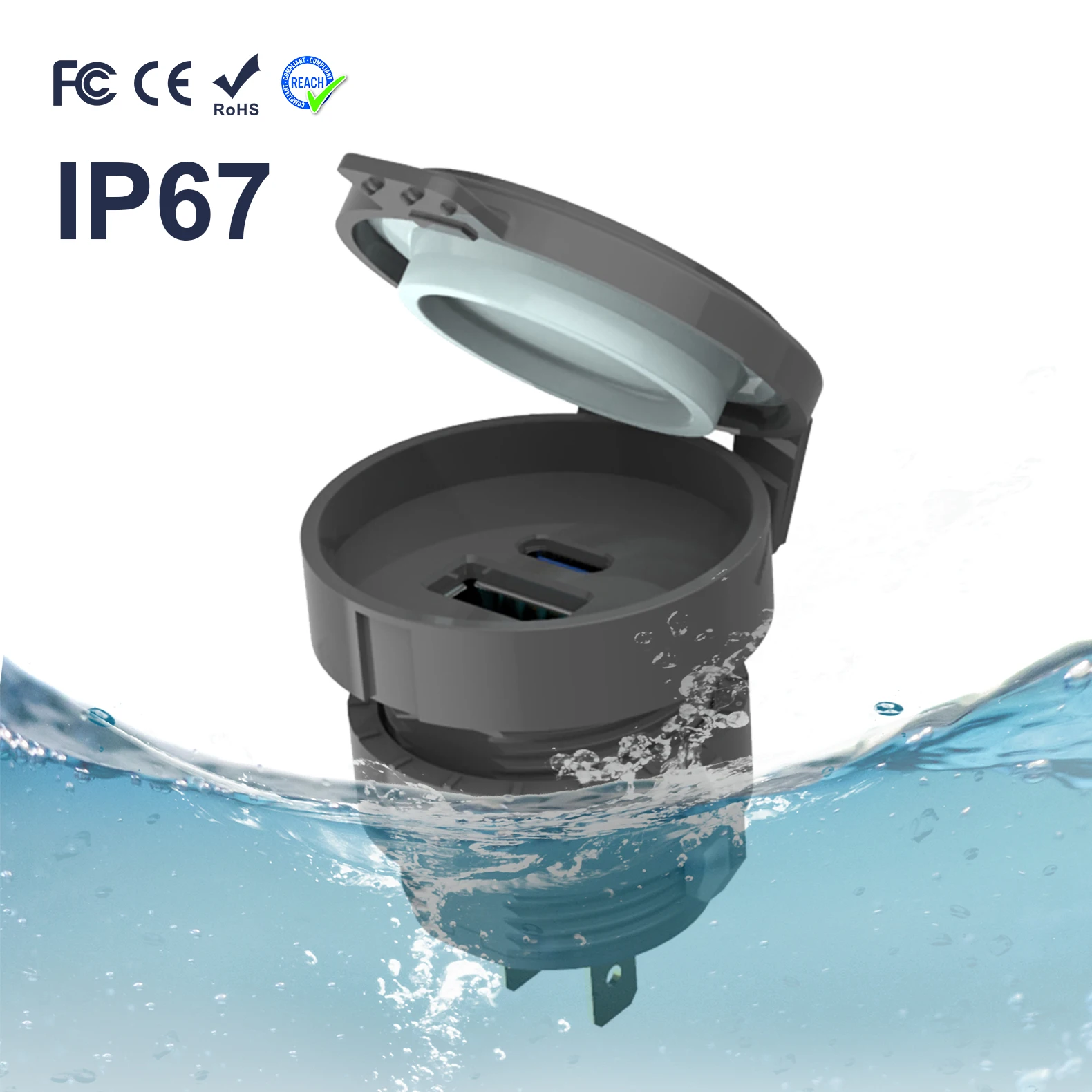 Car Refitted Usb-A C Port Pd Pd Fast 12/24V Quick Charge 3.0 Dual Usb Socket Motorcycle Vehicle 12V Usb Outlet With Cover