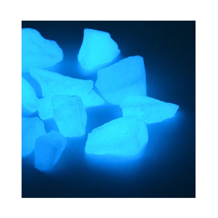 No.1  blue color glass glow in dark stone luminous stone for decorate the landscape