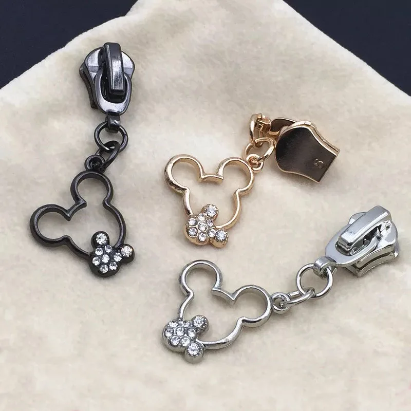 Gold color mouse zipper pull zipper sliders for bags
