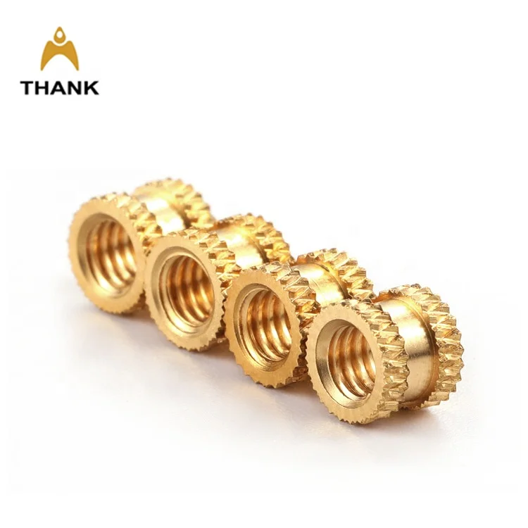 Custom size M1.6 M2 M2.5 M3 M3.5 M4 M5 M6 M8 knurling through hole knurled threaded brass insert nuts for plastic