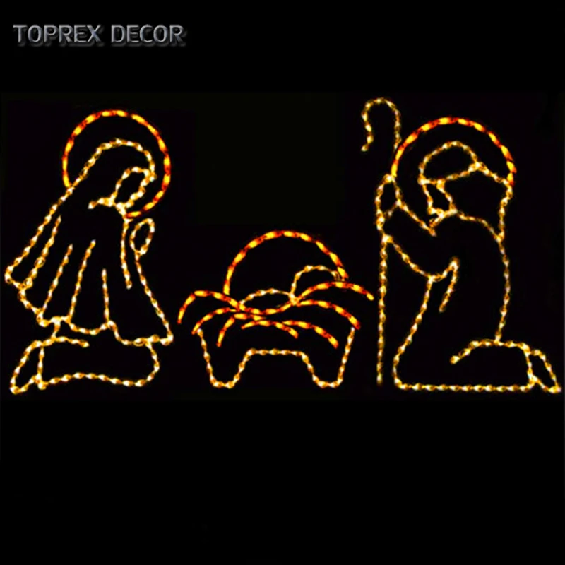 Large christmas nativity set outdoor lights rope lit nativity set decoration led lighted jesus Christmas lights