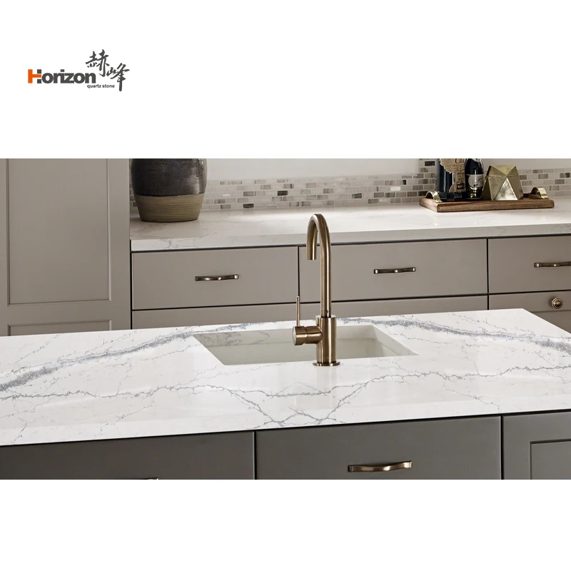 Horizon, искусственный камень calacatta, белая кварцевая каменная плита, кварцевые каменные плиты, столешница