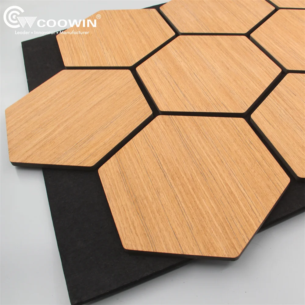 Пользовательские светодиодные шестигранные звукоизоляционные стеновые панели Mdf Akupanel деревянные решетчатые акустические войлочные для внутренней отделки