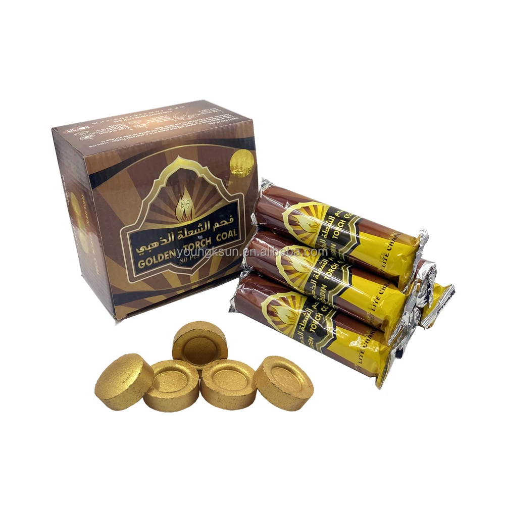 YKS 33mm Smokeless Golden Colored Magic Coal for Shisha Hookah Incense Charcoal