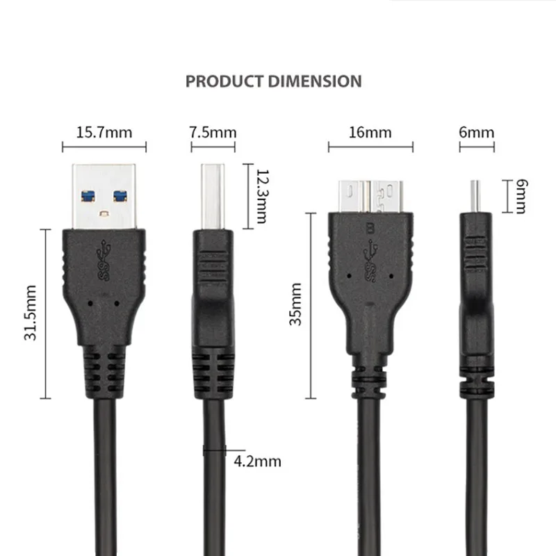 ULT-unite USB 3.0 A Male to Micro B Cable 5GPps 0.3m Type A Male to Micro B Bidirectional High-Speed Transmission Cable