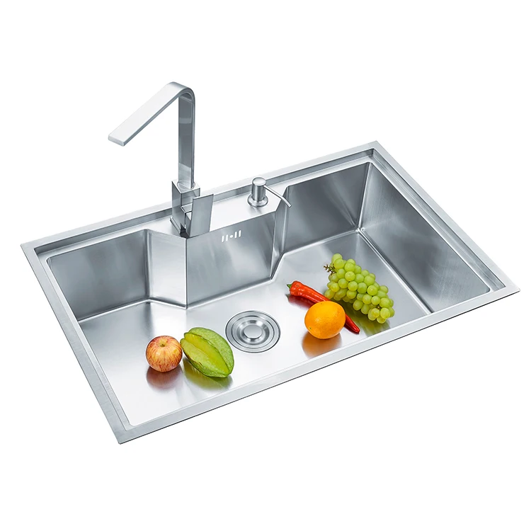 Above counter basin square shape 1 bowl stainless steel thick handmade kitchen sink dishwasher